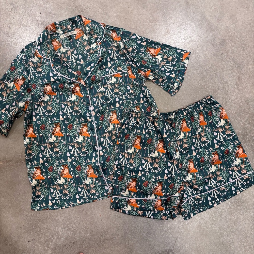 Their Nibs silky forest pink pajamas